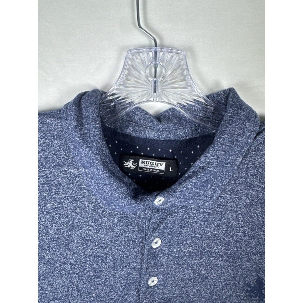 Rugby University Polo Shirt Mens Large Blue Heather Short Sleeve Casual - Picture 3 of 5